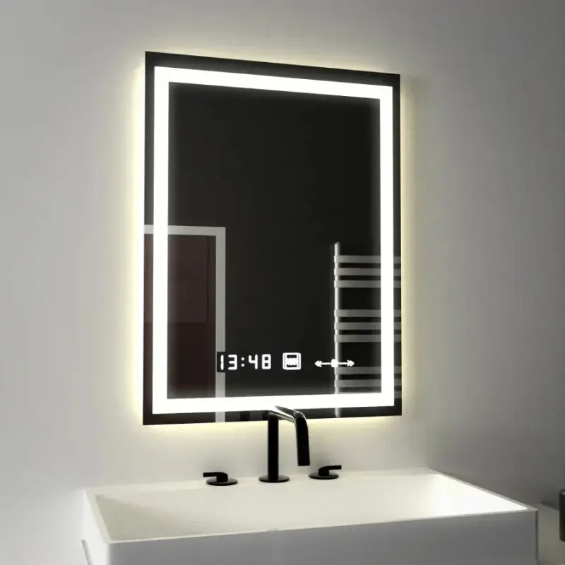 Previzualizare 2: Oglinda LED Rectangulara, 45x60cm, Verite MotionGlow Marcello, Sistem Dezaburire, Ceas & Termometru, Dimabila