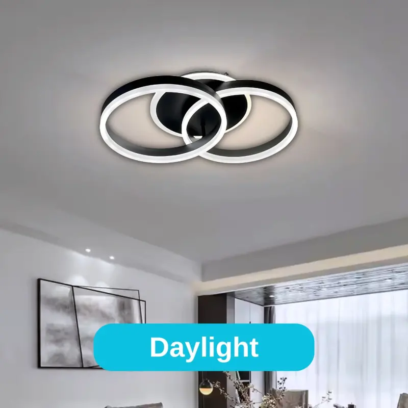 Previzualizare 3: Lustra LED cu telecomanda RIGA LILITH 34W, 2 Cercuri, lumina Rece/Calda/Neutra, Dimabila, Negru