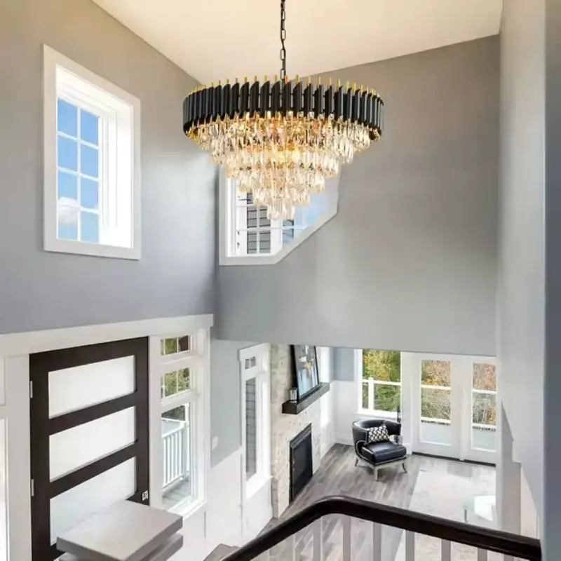 Previzualizare 3: Candelabru Cristal VERSAILLES Magno 8xE14, Diametru 60cm, Negru si Auriu, Inaltime Reglabila