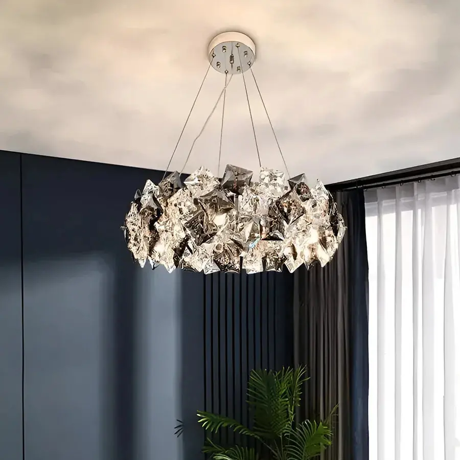 Candelabru Cristal Hara 9x E27 Crom Lucios