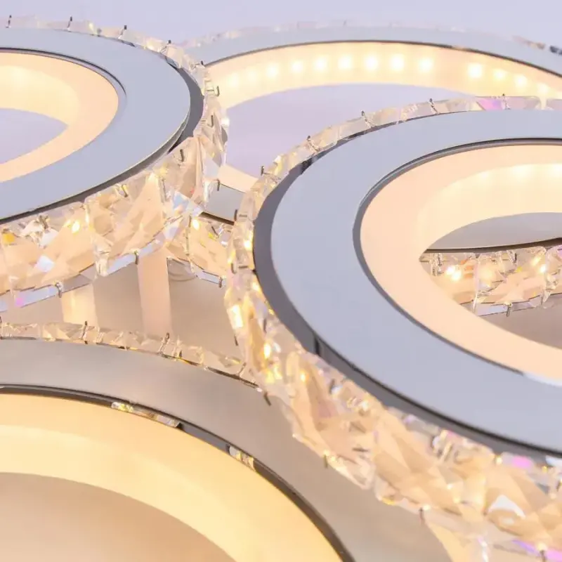 Previzualizare 2: Lustra LED cu telecomanda si cristal NOVA ROTONDA RGB 82W, 4 Cercuri, lumina Rece/Calda/Neutra, Dimabila