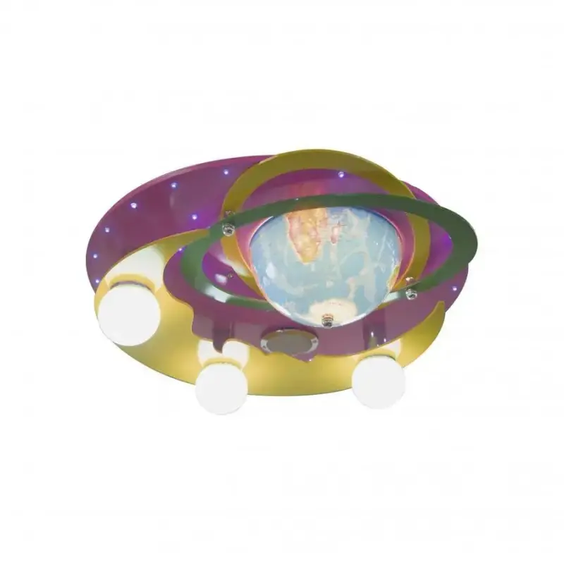 Previzualizare 2: Lustra Beti, 3xE27, Roz cu Galben, Metal si Lemn