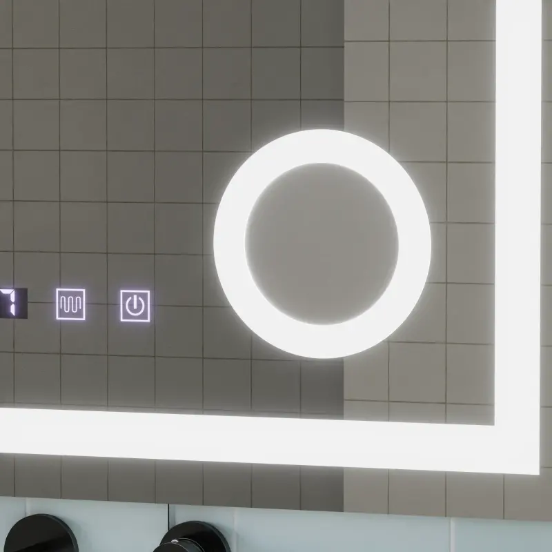 Previzualizare 4: Oglinda LED Touch NIVERA Sistem Dezaburire, Ceas si Temperatura 60x80 cm Lupa Cosmetica