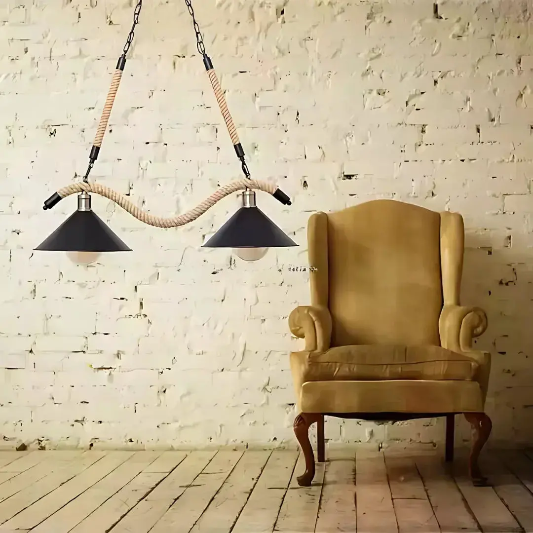 Lustra Franghie, 2xE27, Maro, Metal si Sfoara LV570/2BK