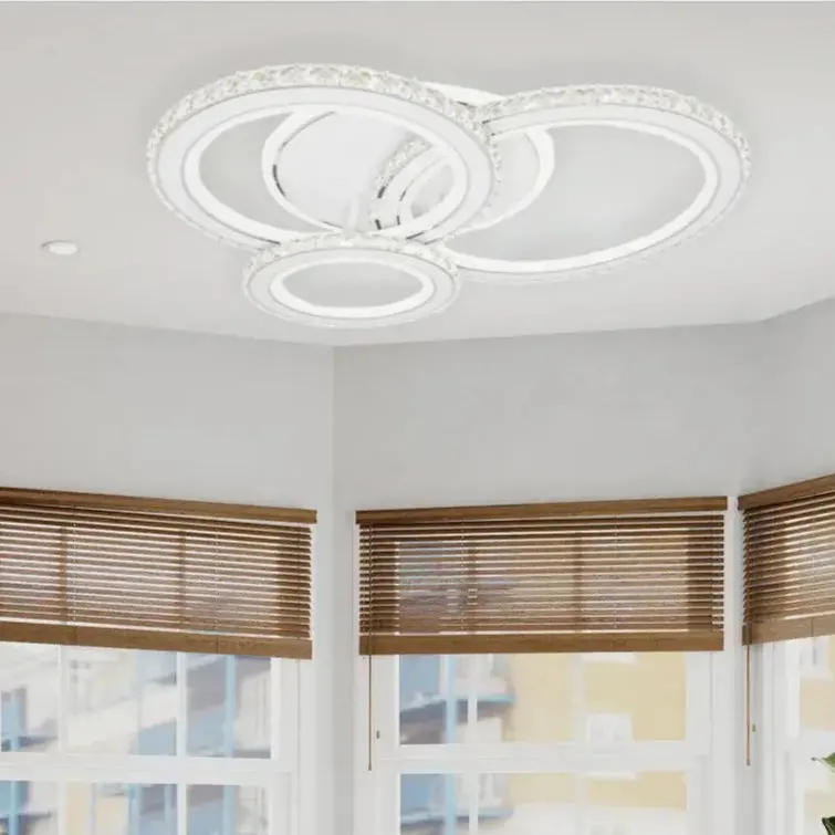 Previzualizare 4: Lustra LED cu telecomanda si cristal NOVA ROTONDA RGB 75W, 3 Cercuri, lumina Rece/Calda/Neutra, Dimabila, Alb