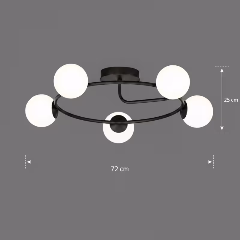 Previzualizare 4: Lustra LED si cristal ORBIT, 72cm, 5xE27, Globuri, Negru