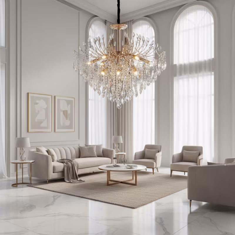Previzualizare 2: Candelabru Cristal PALERMO Regalis, 12x E14, Diametru 80cm, Auriu