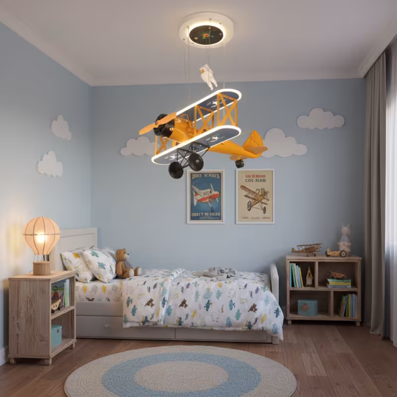 Previzualizare 2: Lustra LED suspendata AVION 80W, lumina Rece/Calda/Neutra, Portocaliu Albastru