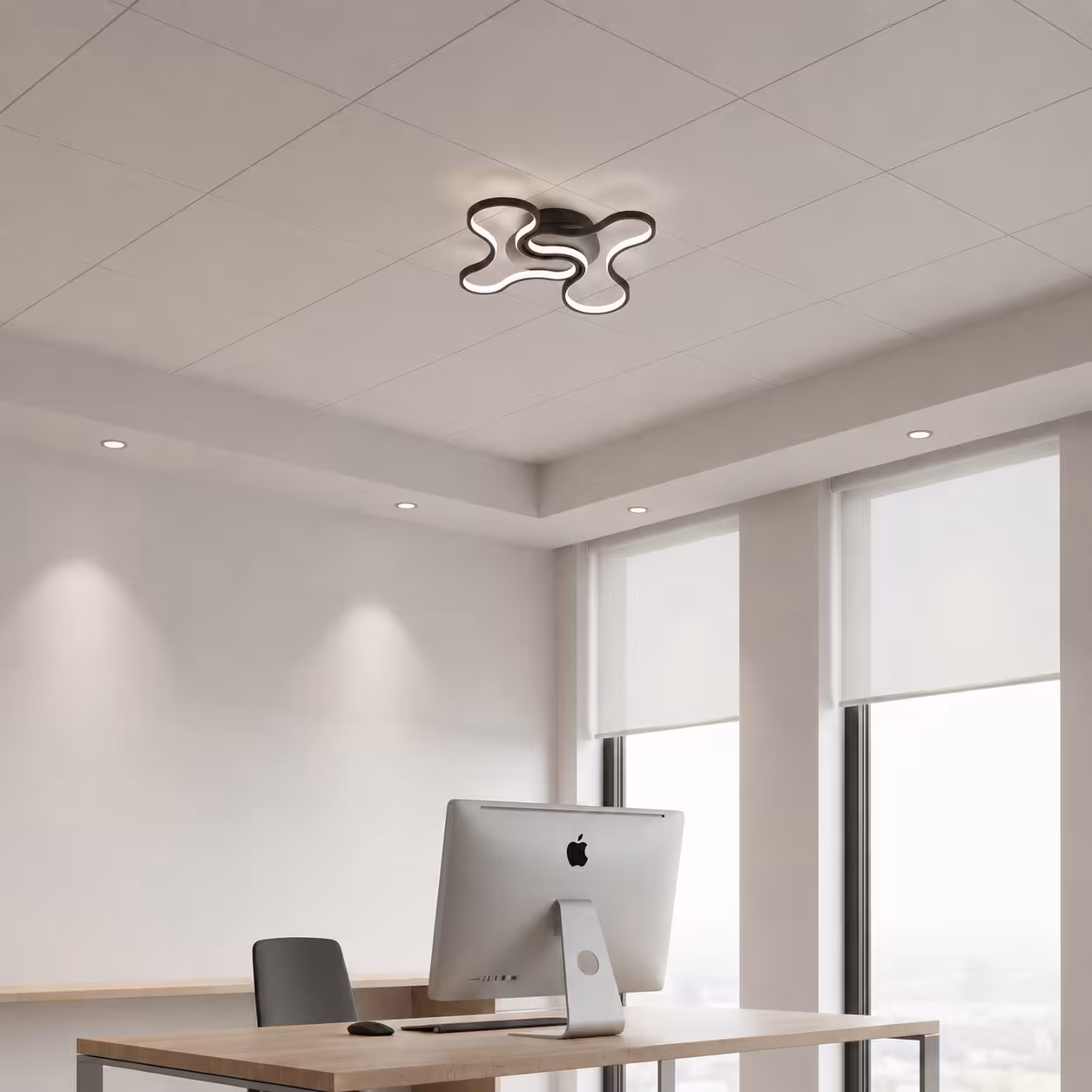 Lustra LED cu telecomanda ORMS Nobile, 3000K/4000K/6000K, 84W, Metal si Plastic, Negru