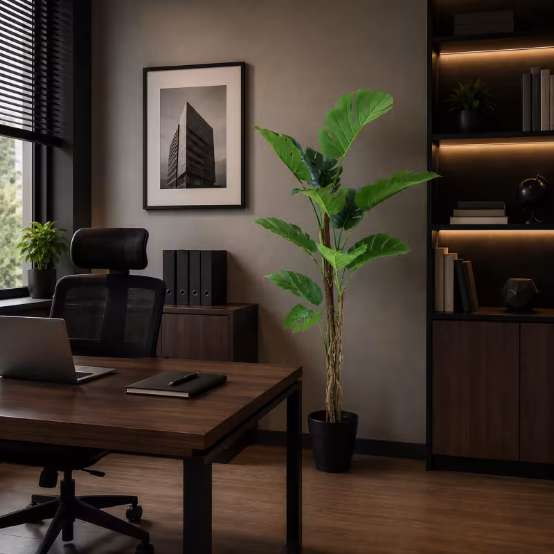 Planta Artificiala Tip Monstera Deliciosa, 11 frunze, 160 cm, Verde