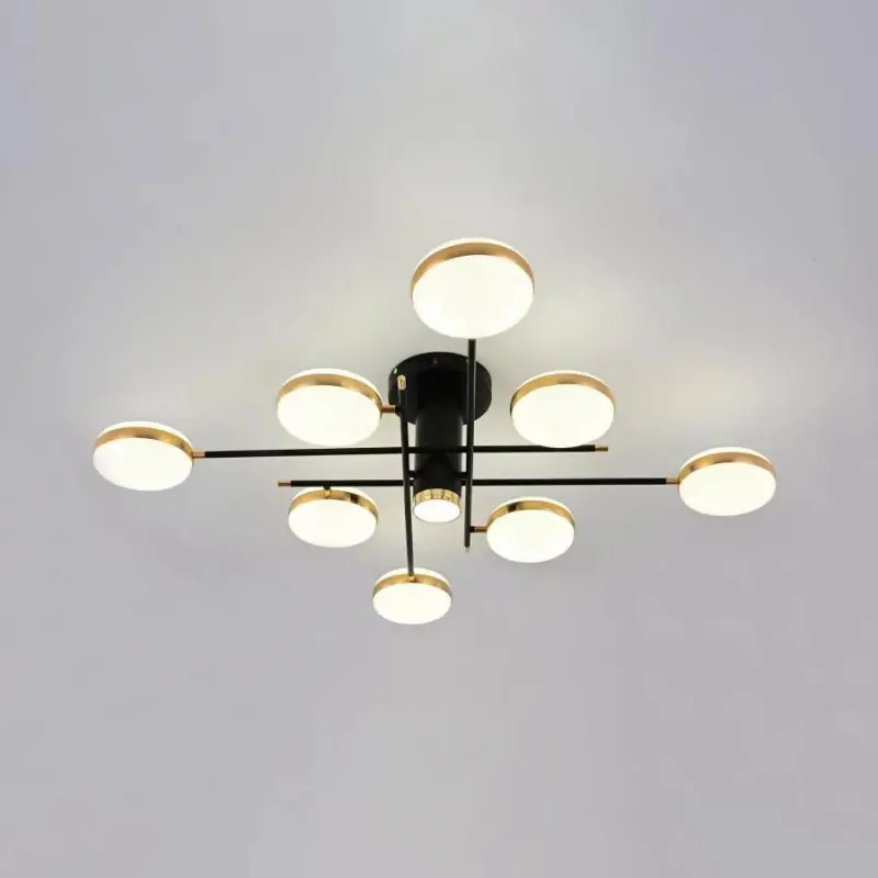 Previzualizare 3: Lustra LED cu telecomanda si cristal MISEL 154W, 9 Elemente, lumina Rece/Calda/Neutra, Dimabila, Negru Auriu