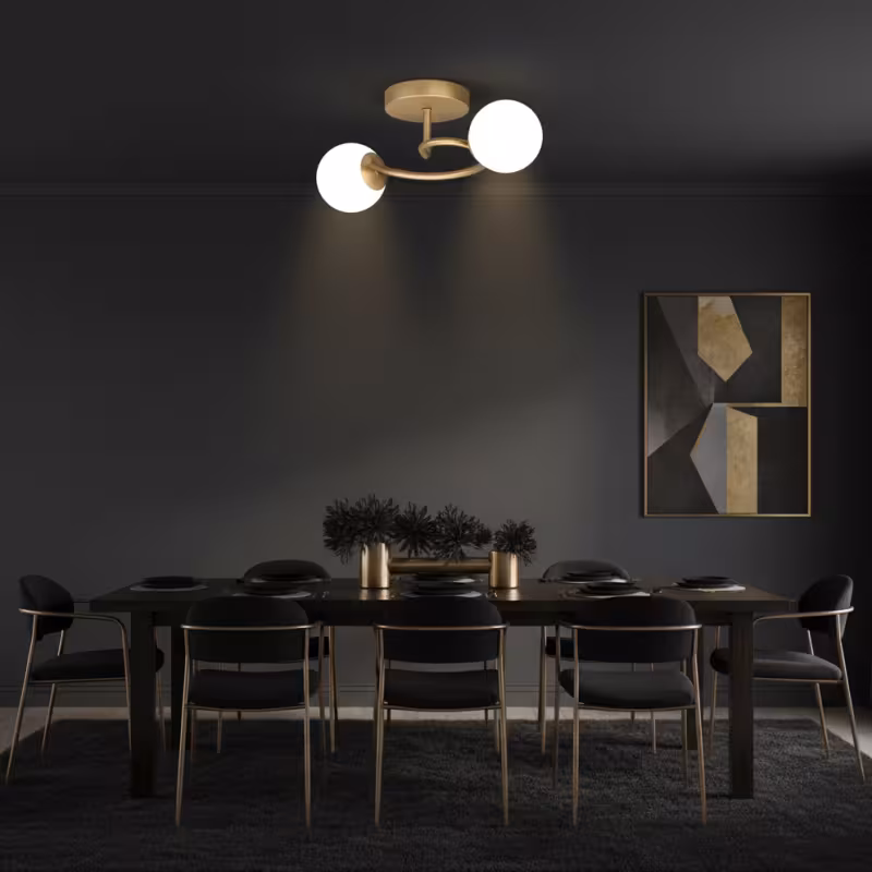 Previzualizare 3: Lustra LED si cristal ORBIT, 55cm, 2xE27, Globuri, Auriu