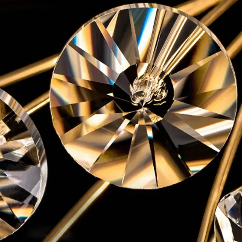 Previzualizare 2: Candelabru Cristal SEGOVIA Magno 12x E14, Diametru 60cm, Auriu Lucios, Inaltime Reglabila