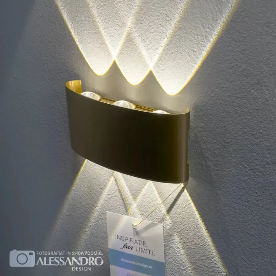 Fantas Aplica LED de Exterior si Interior, 6 Surse x 1W, IP65, Metalic, Auriu, 3000K