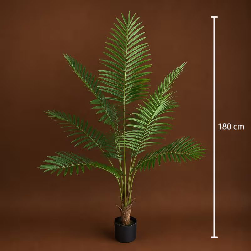 Previzualizare 4: Planta Artificiala Copac Tip Palmier Kentia, Cu Frunze Elegante, 180 cm, 10 frunze, Verde, cu Ghiveci