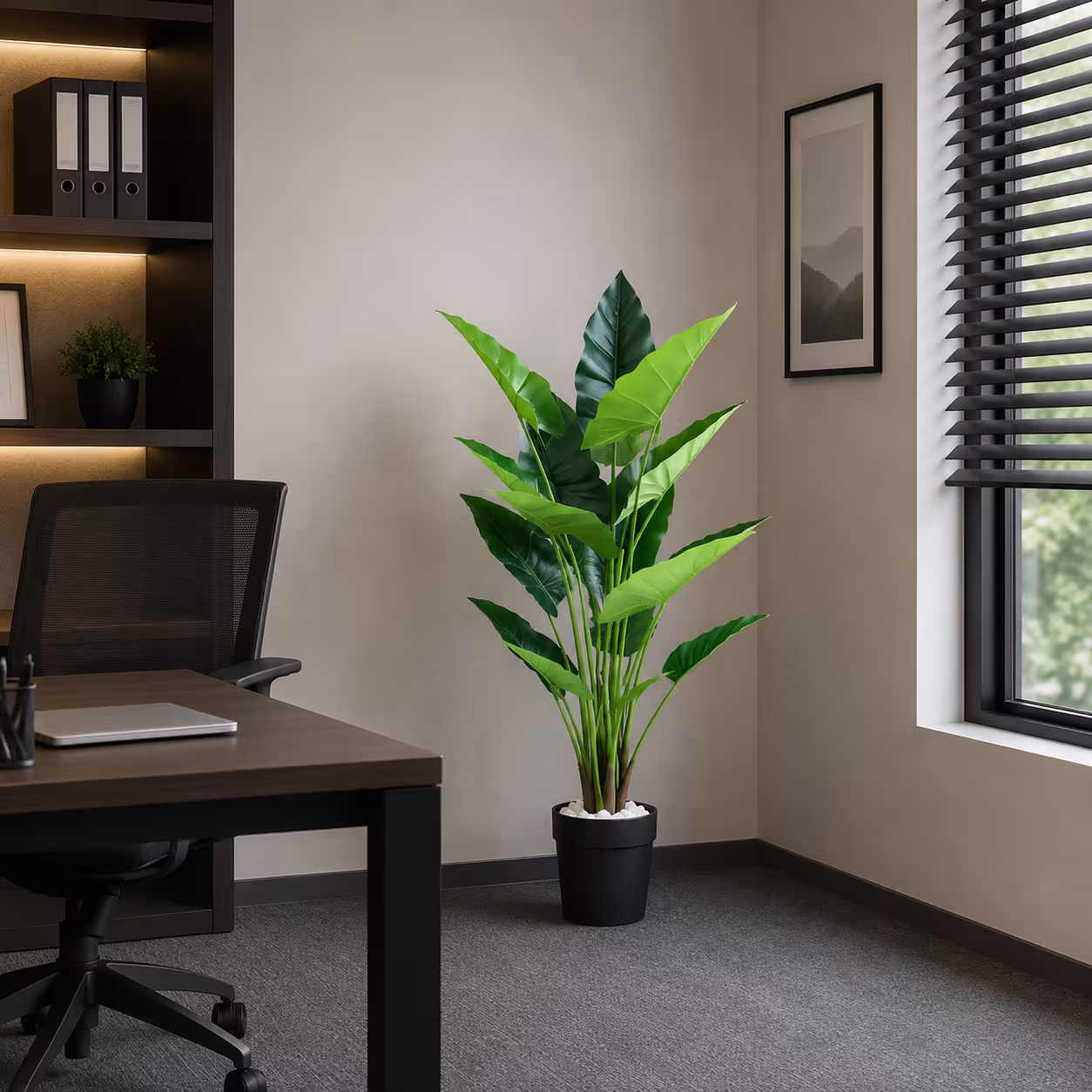 Planta Artificiala Tip Alocasia, 12 frunze, 150 cm, Verde