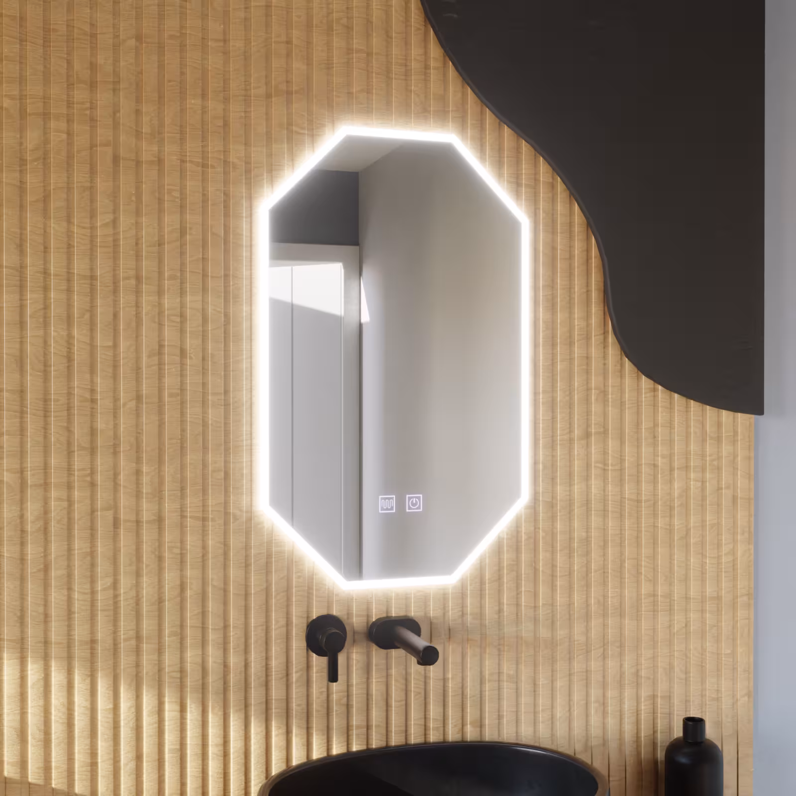 Oglinda LED Poligon E43S/50X80, Lumina si Sistem Dezaburire, 50X80cm