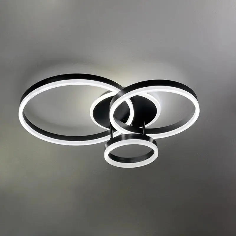 Previzualizare 2: Lustra LED cu telecomanda RIGA LILITH, 68W, 3 Cercuri, lumina Rece/Calda/Neutra, Dimabila, Negru