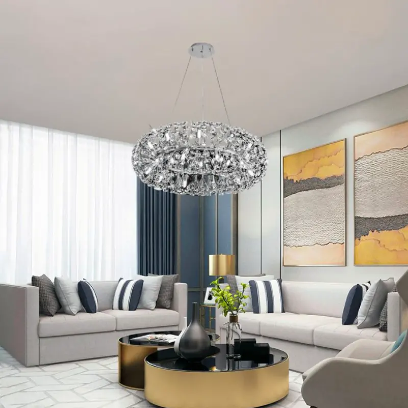 Previzualizare 3: Candelabru Cristal SEGOVIA Magno 12x E14, Diametru 60cm, Crom Lucios, Inaltime Reglabila