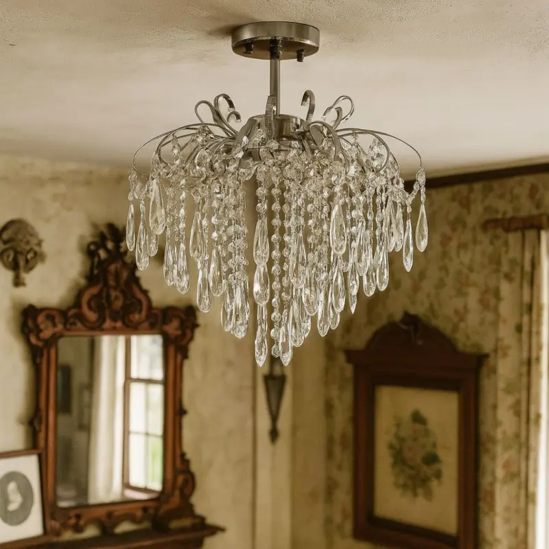 Candelabru Cristal EDINBURGH Eleganza, 5xE27, Diametru 47cm, Crom Lucios