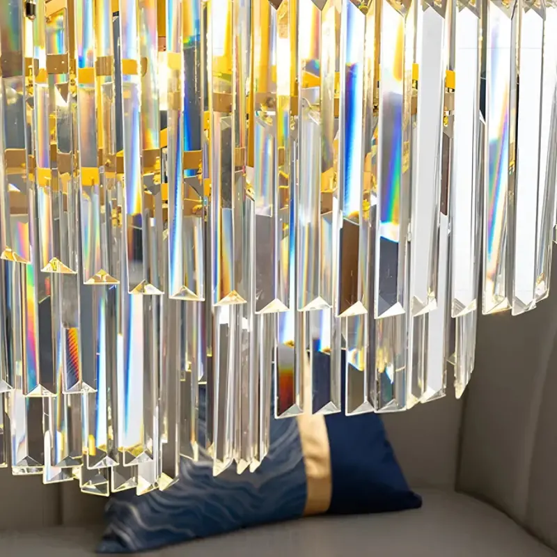 Previzualizare 2: Candelabru Cristal TRIANON Eleganza 6x E27, Diametru 47cm, Auriu Lucios, Inaltime Reglabila