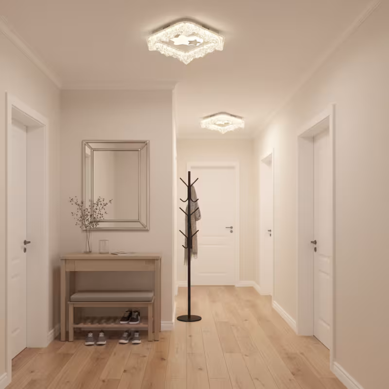 Previzualizare 2: Lustra LED ICE Petito, 22W, Dimensiune 18x18cm, Lumina Calda/Neutra/Rece, Alb, Metal si Acril