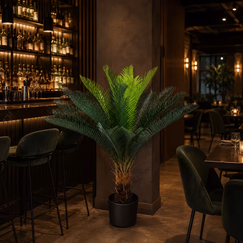 Previzualizare 3: Planta Artificiala Copac Tip Palmier, 18 frunze, 95 cm, Verde, cu Ghiveci