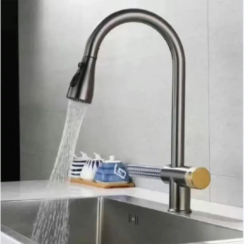 Previzualizare 3: Baterie Bucatarie cu Dus Extractibil Inox Gri Cu Functie Cascada YB1500N