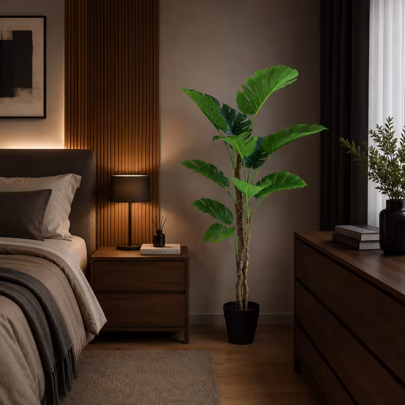 Previzualizare 3: Planta Artificiala Tip Monstera Deliciosa, 11 frunze, 160 cm, Verde