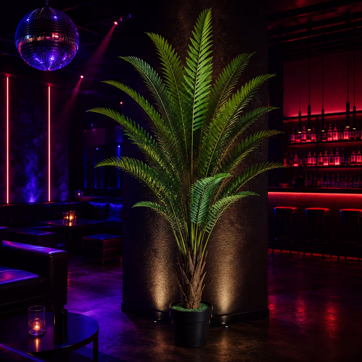 Planta Artificiala Copac Tip Palmier Regal, 220 cm, 18 frunze, Verde, cu Ghiveci