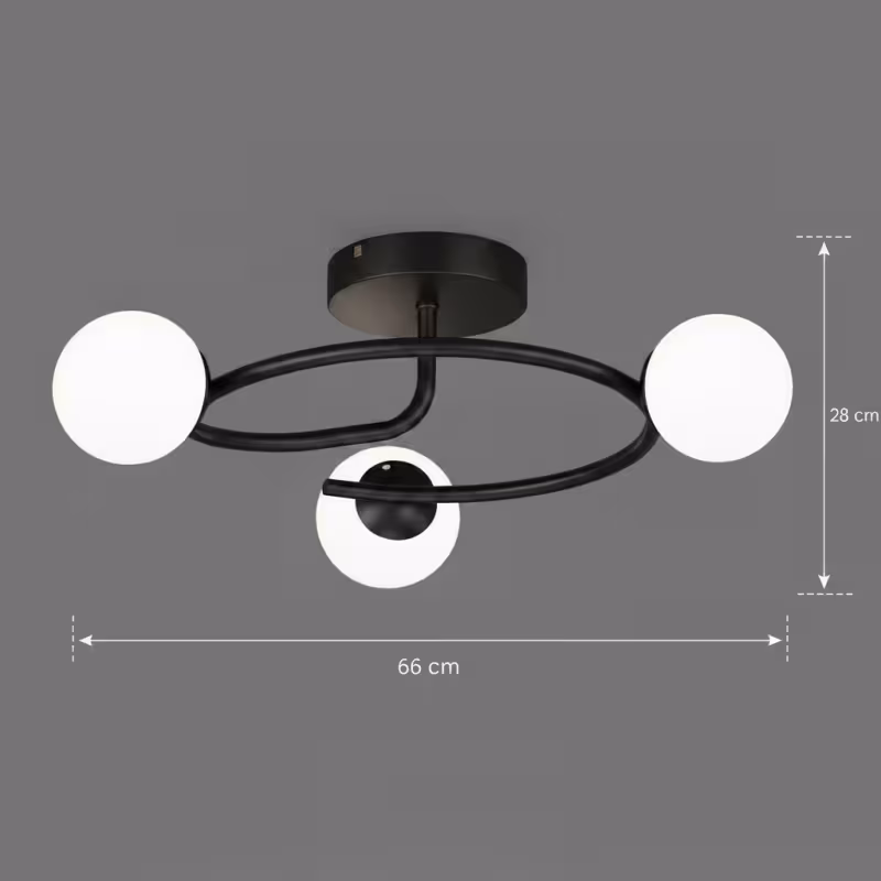 Previzualizare 4: Lustra LED si cristal ORBIT, 66cm, 3xE27, Globuri, Negru