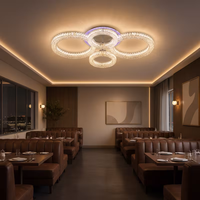 Previzualizare 4: Lustra LED RONDA Magno cu telecomanda 78W, 4 Cercuri, lumina Rece/Calda/Neutra, Dimabila, Alb