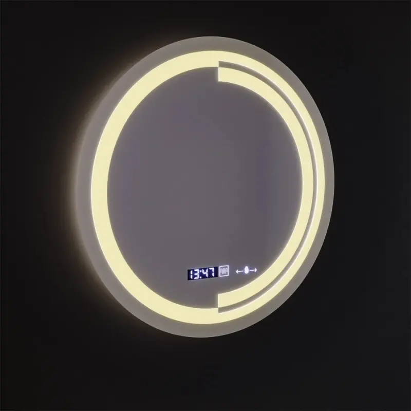 Previzualizare 4: Oglinda LED Rotunda, 60cm, Senzor MotionGlow Consuel Marcello, Sistem Dezaburire, Ceas & Termometru, Dimabila