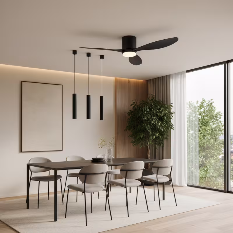 Previzualizare 2: Lustra LED Ventilator VENTIS cu Telecomanda, 21 W, D80cm, Lumina Rece/Neutra/Calda, Metal si Plastic, Negru