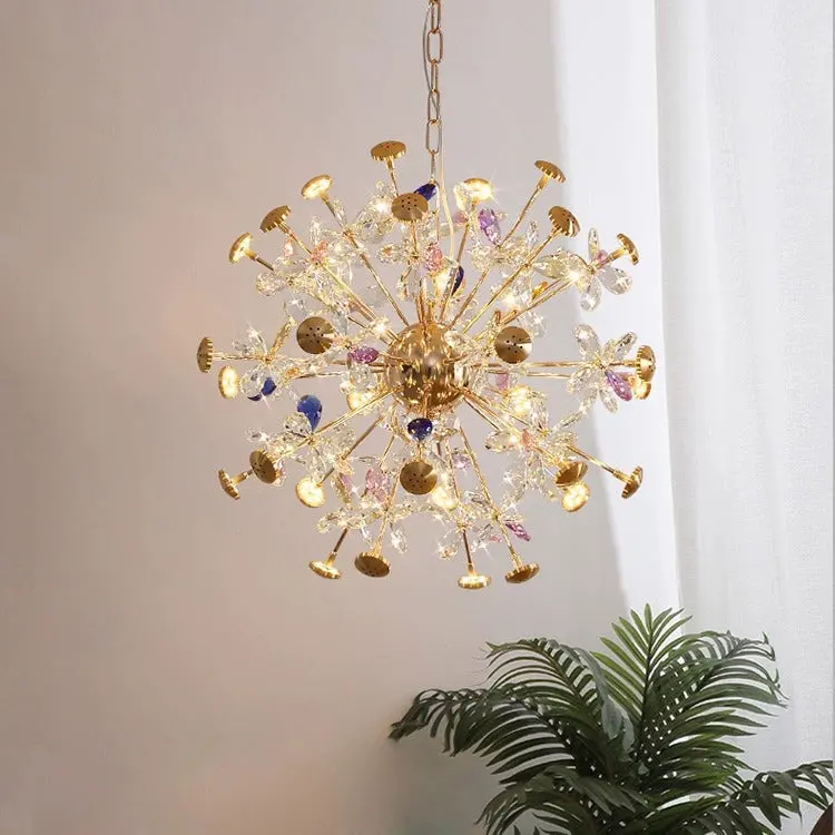 Previzualizare 4: Candelabru Cristal FloraLux, 24xG4, Auriu si Cristale , 52cm, Inaltime Reglabila