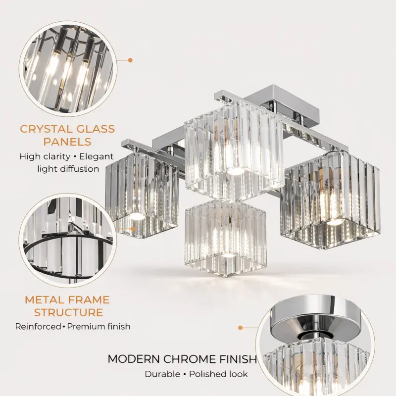 Previzualizare 4: Lustra Georgiana, LC115/4, 4x E27, Crom, Metal