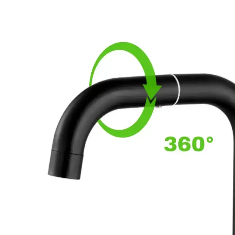 Previzualizare 3: Baterie Monocomanda Lavoar/Bucatarie Pipa Pivotanta Aliaj Negru Cartus Ceramic Inox Satinat Racorduri Kit Fixare Incluse CP108