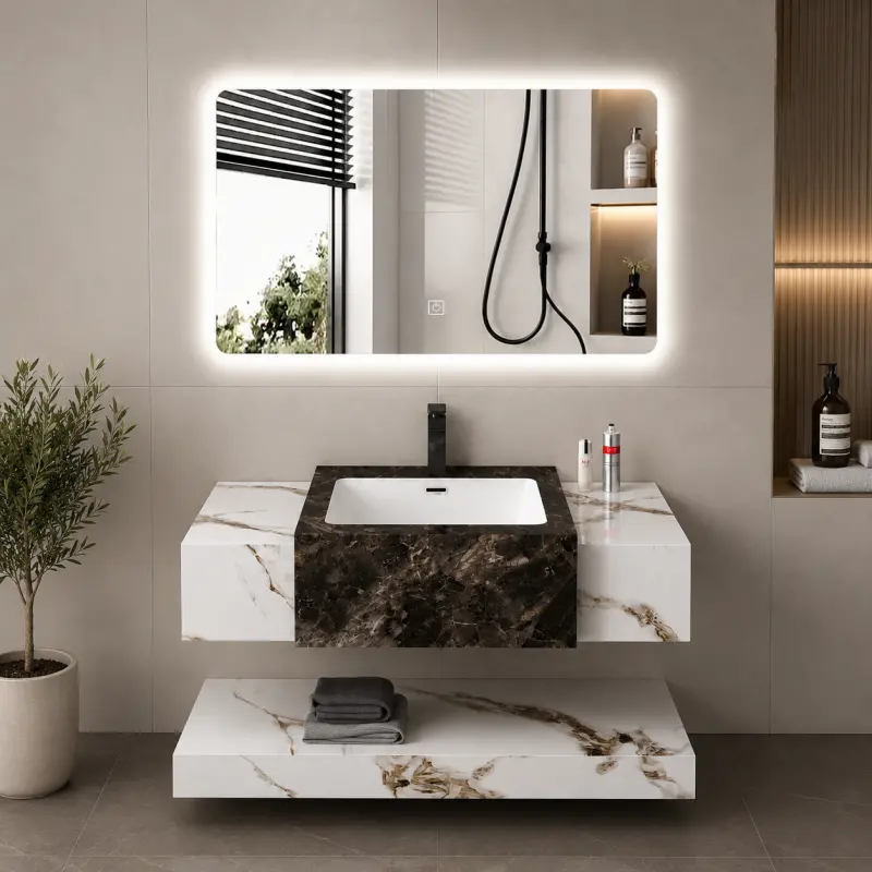 Set Mobilier VANTA pentru Baie, 80cm, 3 Piese, Alb