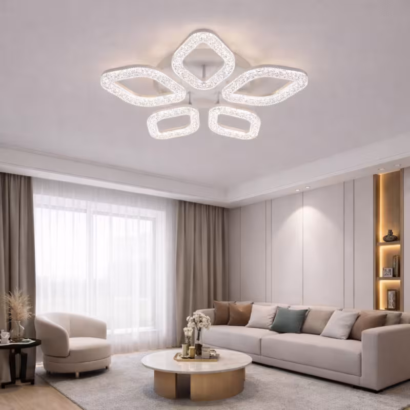 Lustra LED cu telecomanda, 67W, Lumina Rece/Calda/Neutra, Dimabila, Auriu