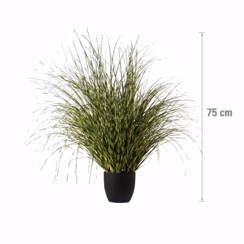 Previzualizare 3: Planta Artificiala Iarba Ornamentala, 75 cm, cu Frunze Vargate, Verde, Fara Ghiveci