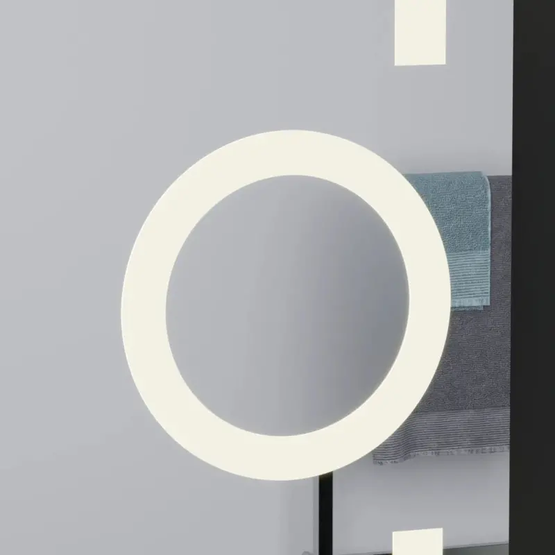 Previzualizare 4: Oglinda LED Rectangulara, 60x80cm, Eclat MotionGlow Marcello, Ceas & Termometru, Sistem Dezaburire, Lupa Cosmetica, Dimabila