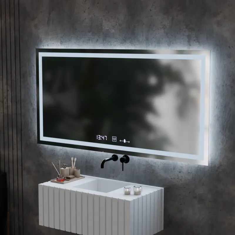 Previzualizare 3: Oglinda LED Rectangulara, 120x60cm, Verite MotionGlow Marcello, Sistem Dezaburire, Ceas & Termometru, Dimabila