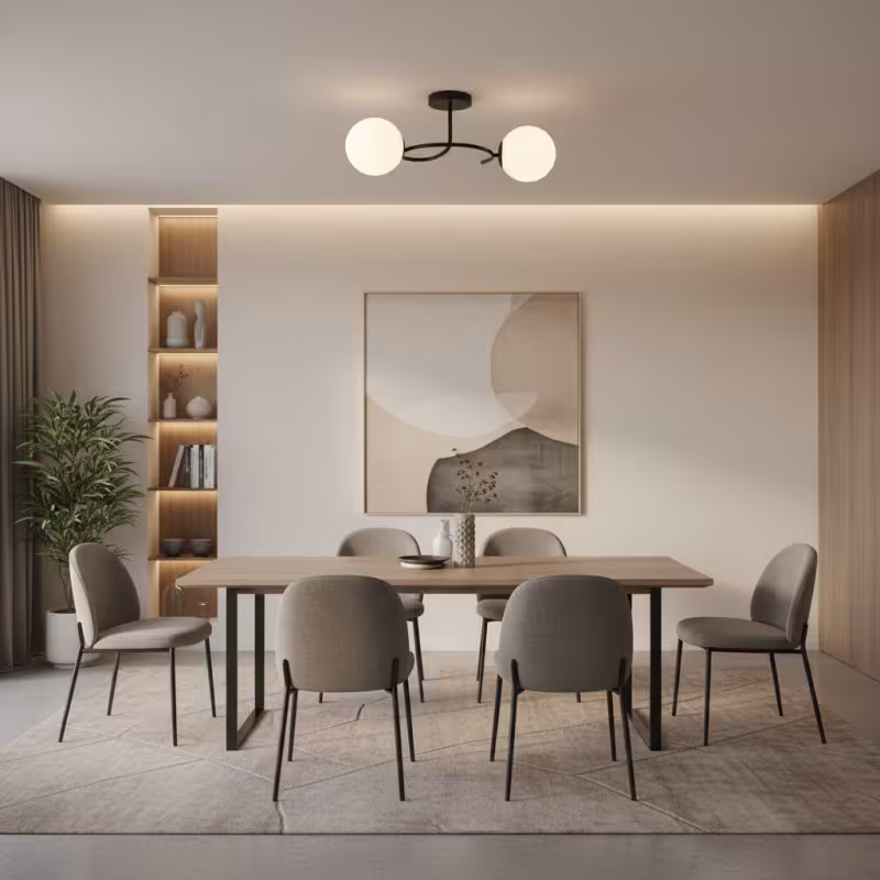 Previzualizare 3: Lustra LED si cristal ORBIT, 55cm, 2xE27, Globuri, Negru