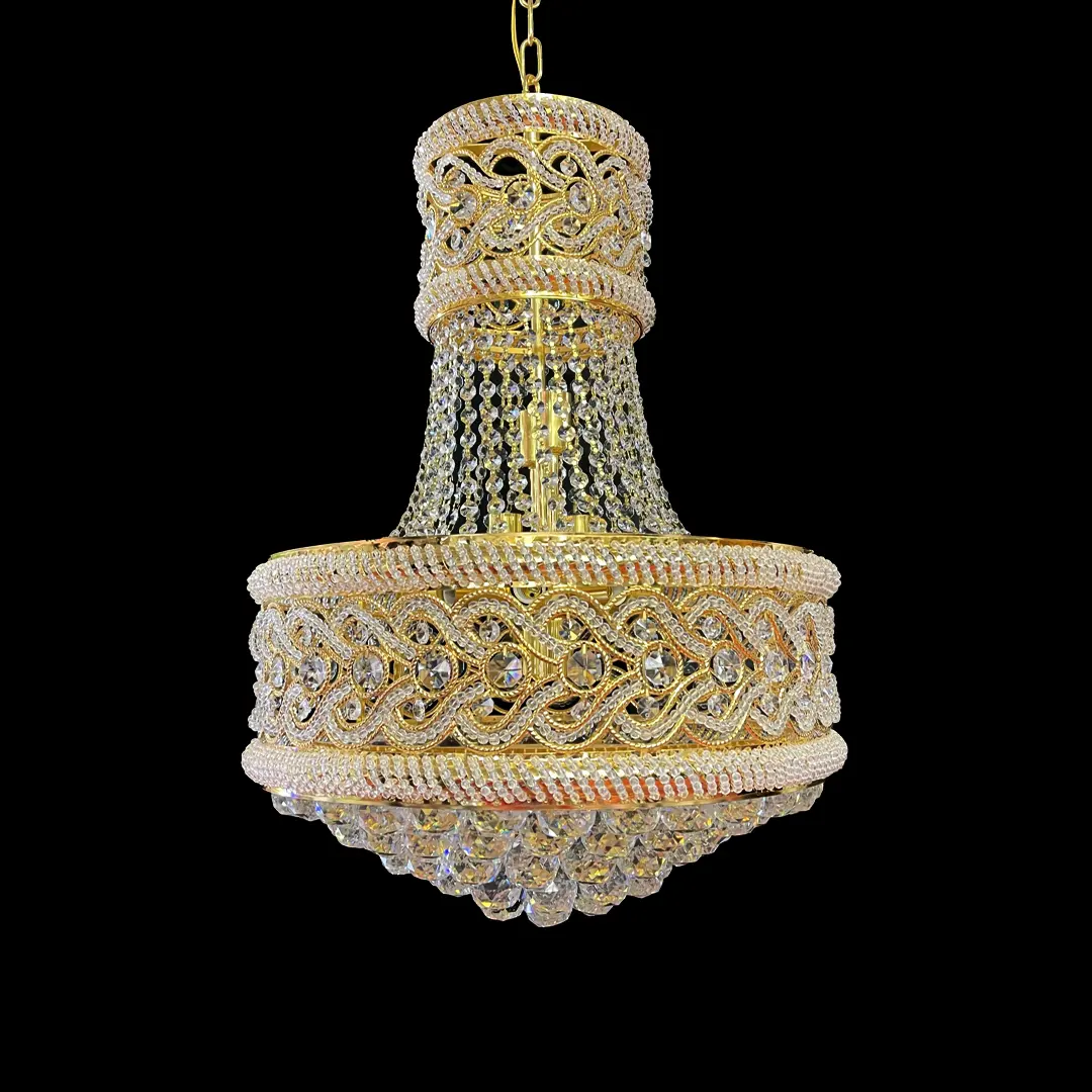 Candelabru Cristal CC718/400, 11x E14, Diametru 40cm, Auriu Lucios