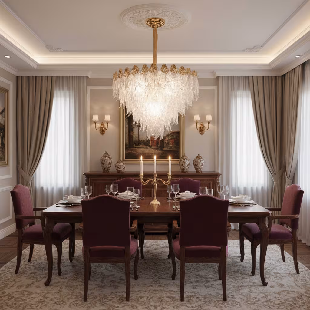 Candelabru Cristal MURANO Magno 12xE14, D60 cm, Auriu, Inaltime Reglabila, Metal si Cristal