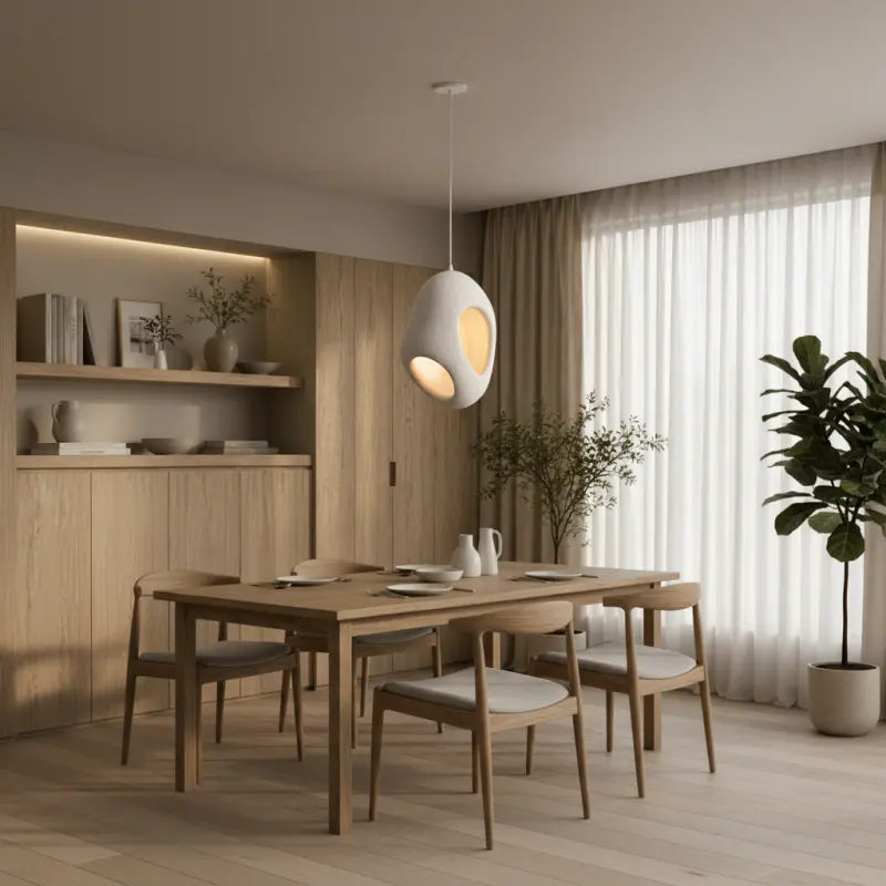 Previzualizare 2: Lustra Moderna FOAMER Magno, 57 cm, Suspendata, 1 X E27, Alb, Metal si Spuma, Inaltime Reglabila