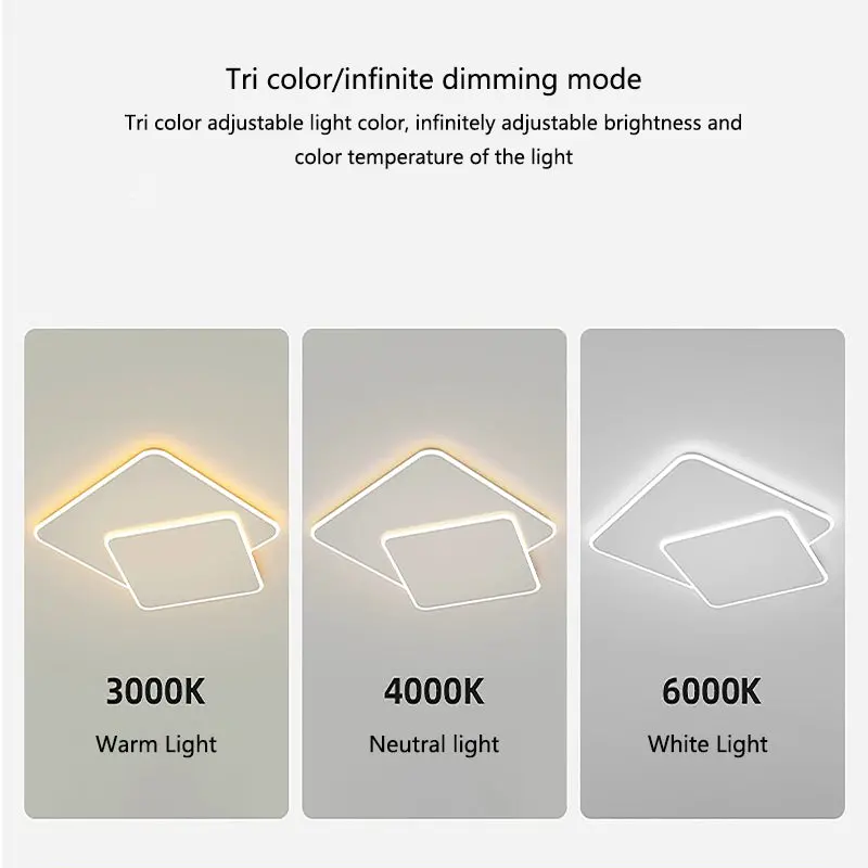 Previzualizare 3: Lustra LED cu telecomanda FUTURA LUMINA 66W, 2 Patrate, lumina Rece/Calda/Neutra, Dimabila, Alb