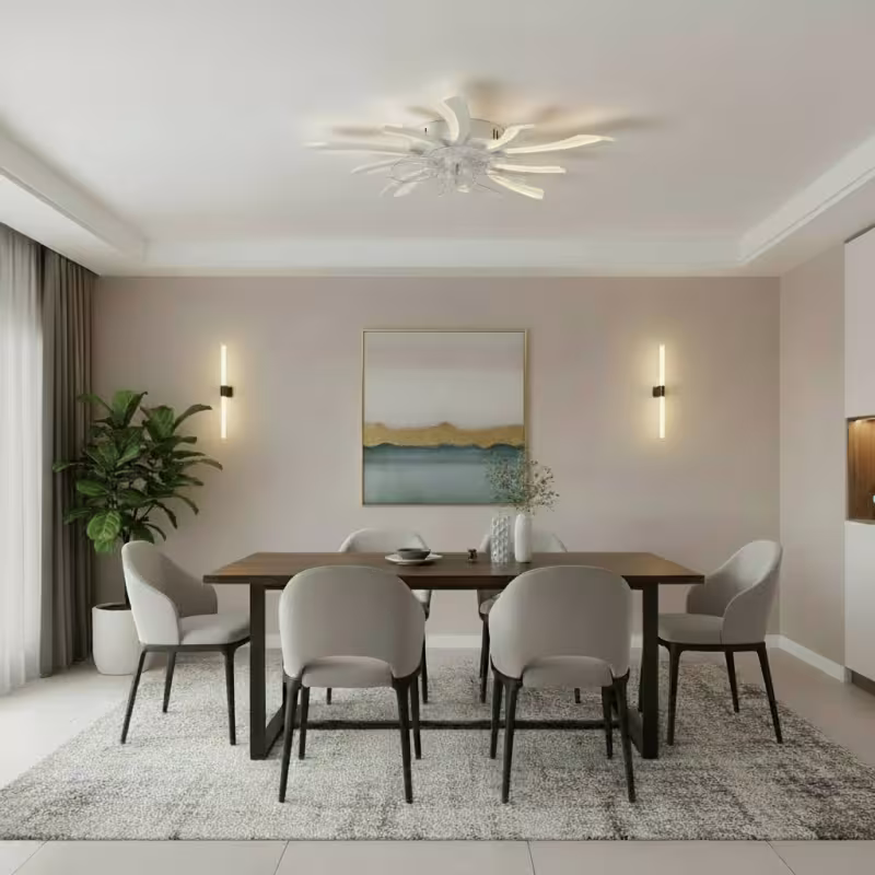 Previzualizare 2: Lustra LED Ventilator VIRTULA cu Telecomanda, 29W, D77cm, Lumina Rece/Neutra/Calda, Metal si Plastic, Alb