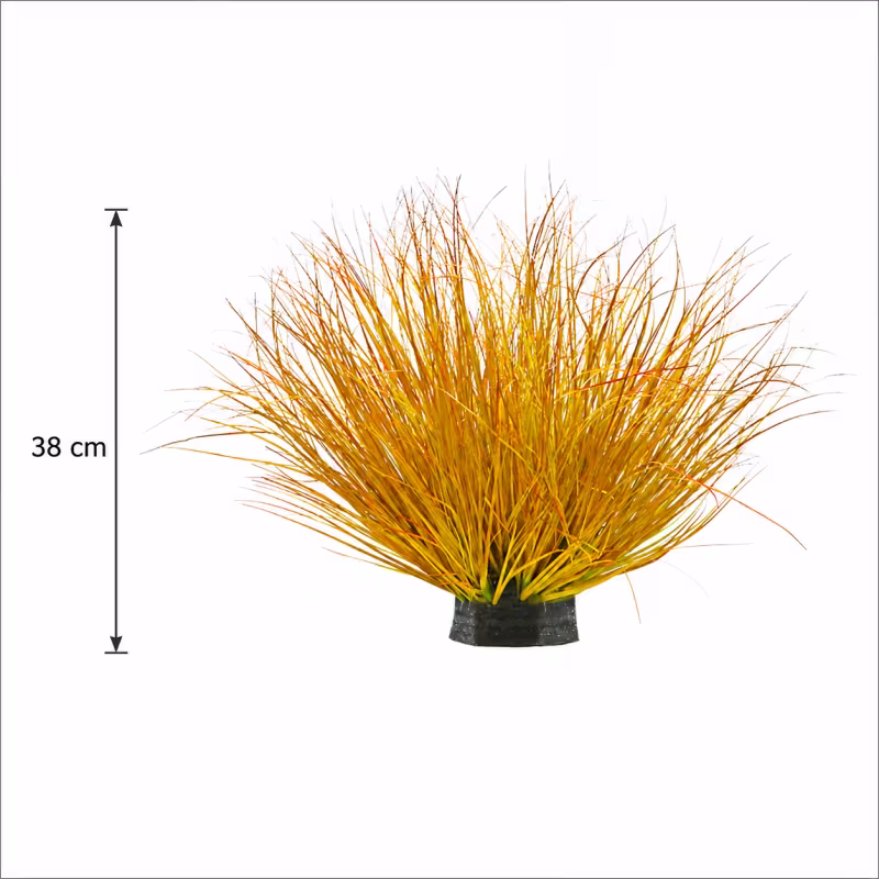 Previzualizare 3: Planta Artificiala Tufa de Iarba Tip Ceapa Curbata, 38 cm, Densitate Medie, Galben si Portocaliu, Fara Ghiveci