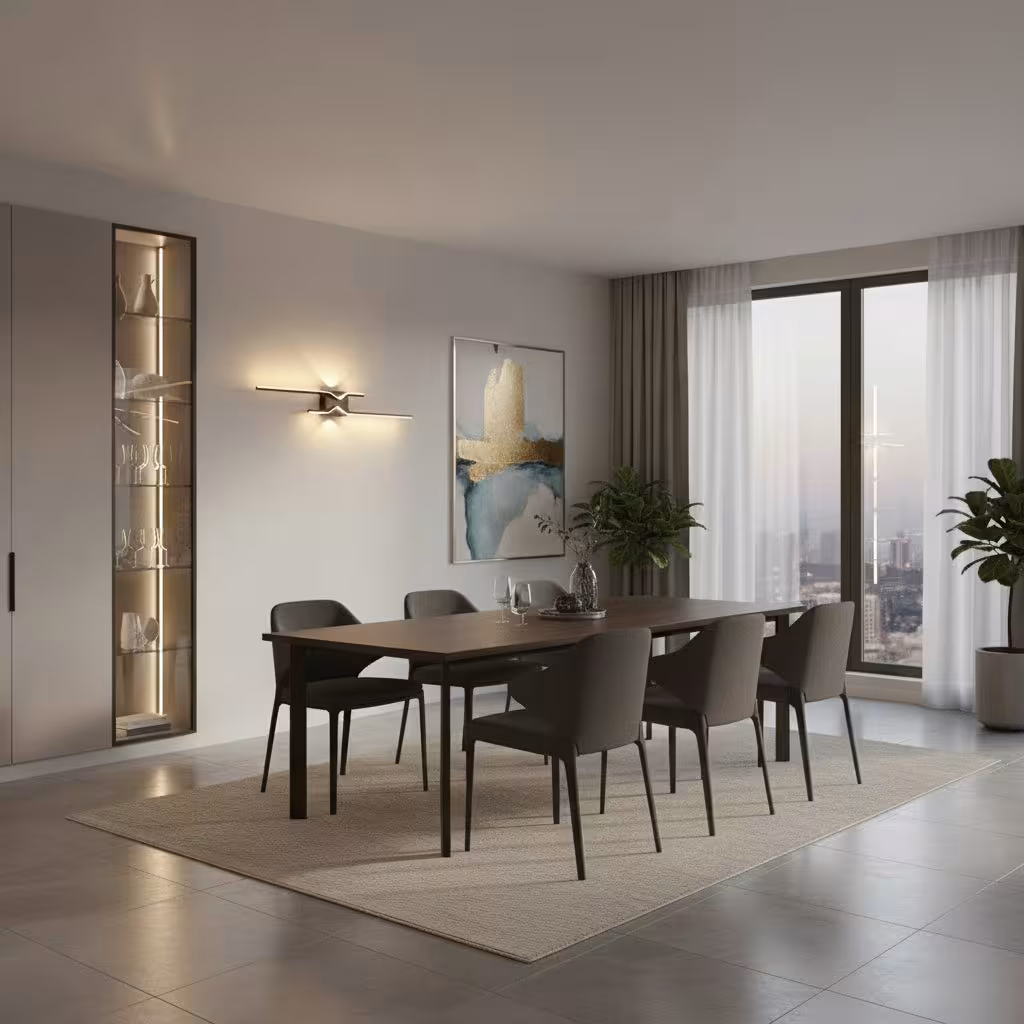 Aplica LED Decorativa FENG, 19W, 60cm, Lumina Calda / Neutra/ Rece, Negru, Metal si Acril